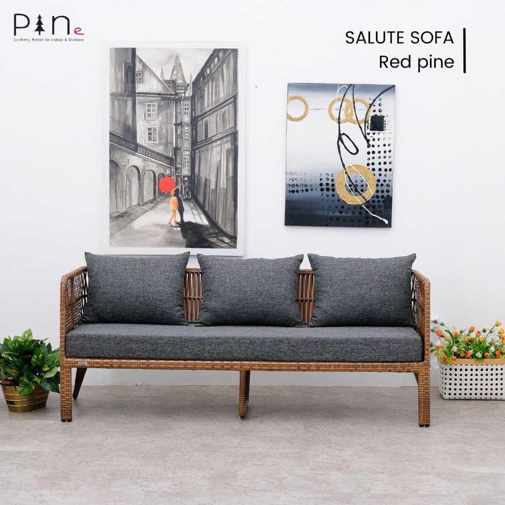 Sofa Tamu Rotan Sintetis Minimalis / Kursi Rotan Sintetis / Sofa Tamu Minimalis 3 Seater Pine Rotan 