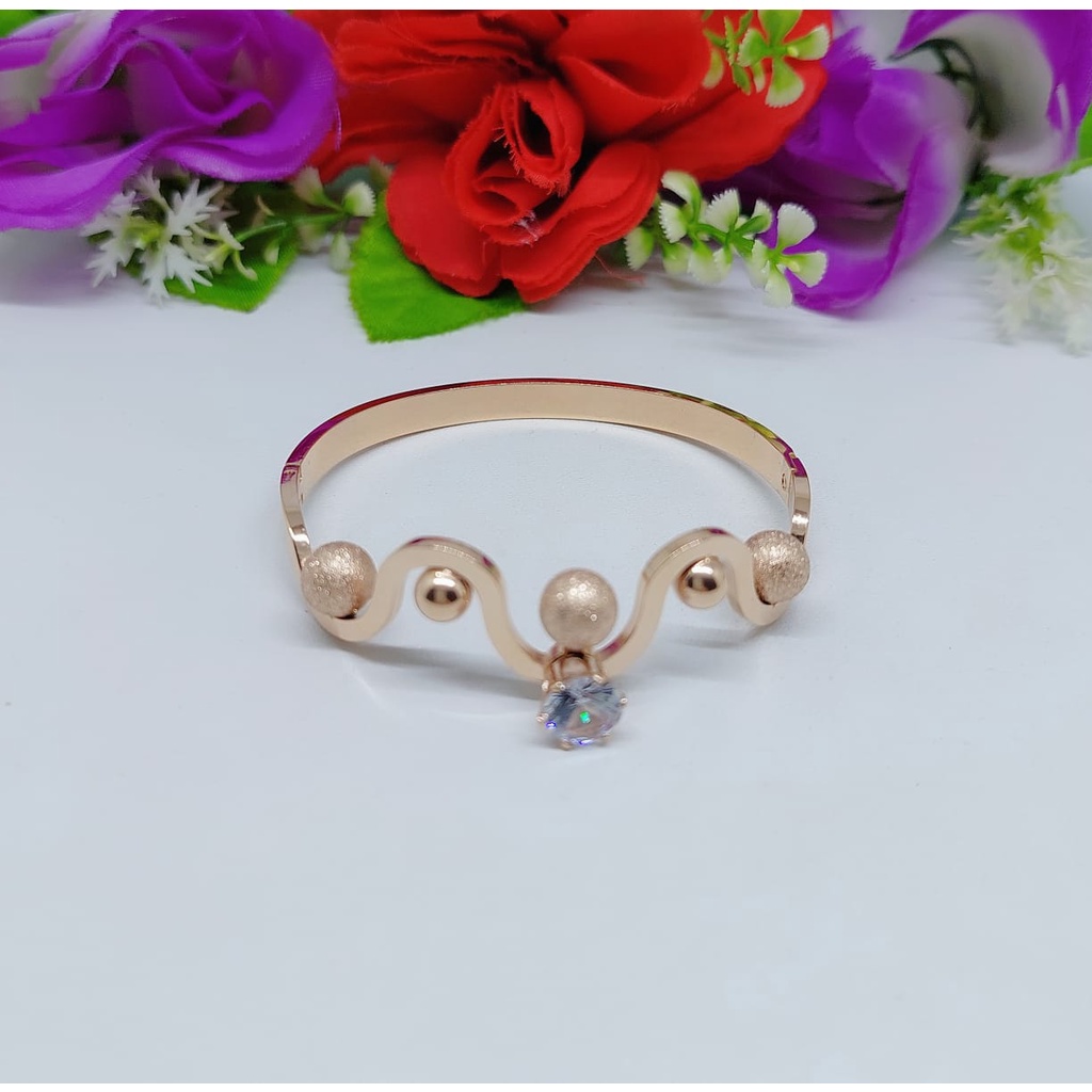 Set titanium gelang dan cincin wanita bjiji bola perhiasan fashion