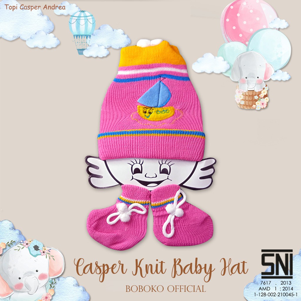 Topi Bayi Newborn Rajut Casper 0-6 bulan