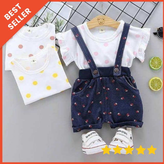 [1-5T] COD Setelan Baju dress jeans Overall Anak Cewek 1-5 tahun import / Baju Overall jeans Anak Cewek / Overall Anak Import JA02