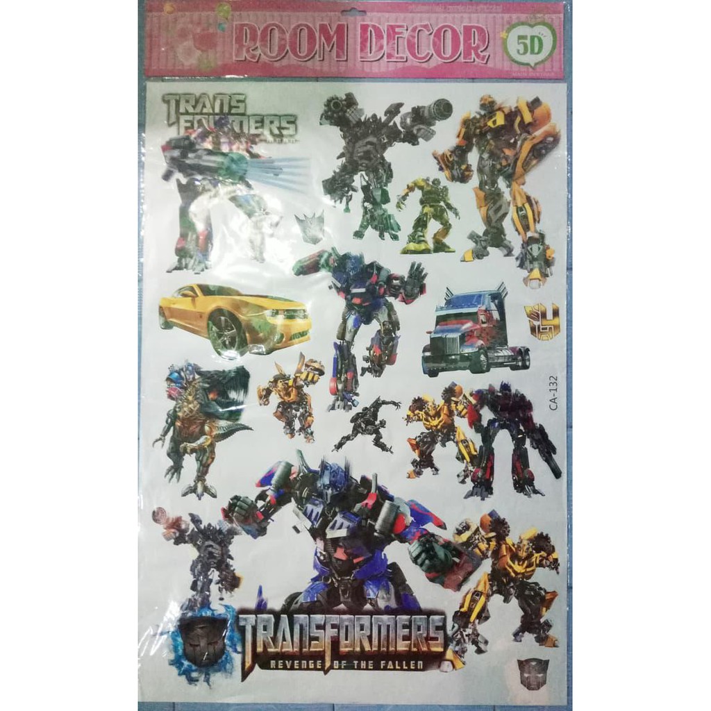 WALL STICKER 3D STIKER DINDING ROOM DECOR 5D TRANSFORMERS CA-132 60X90