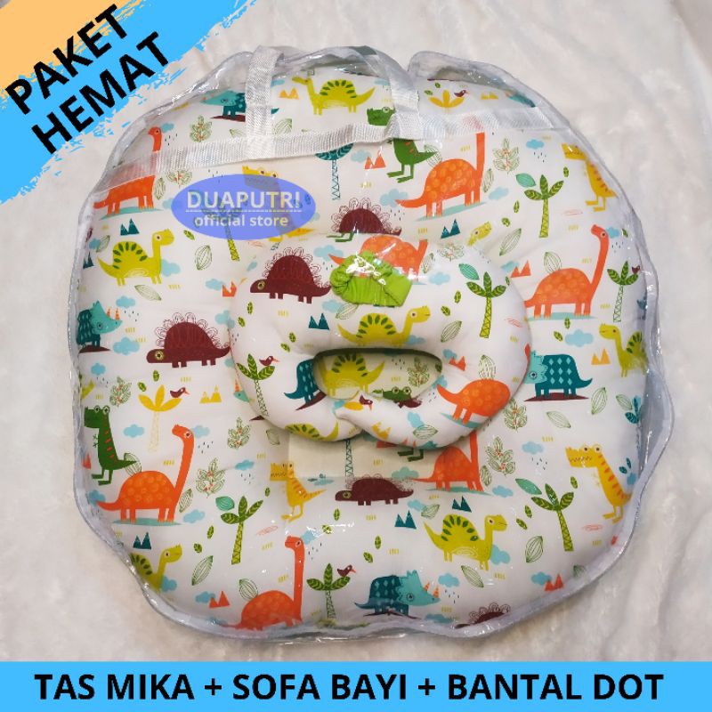 [PAKET KOMPLIT] PAKET SOFA BAYI - SOFA BAYI MULTIFUNGSI - BANTAL DOT BAYI - TAS MIKA SOFA BAYI