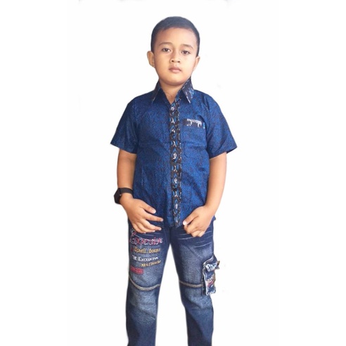 Kemeja Batik Anak / Hem Anak Pendek Laki Laki Motif Ulir 4-11 tahunnn