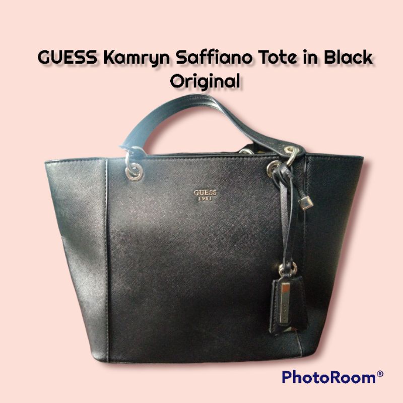 GUESS Kamryn Saffiano Tote in Black
