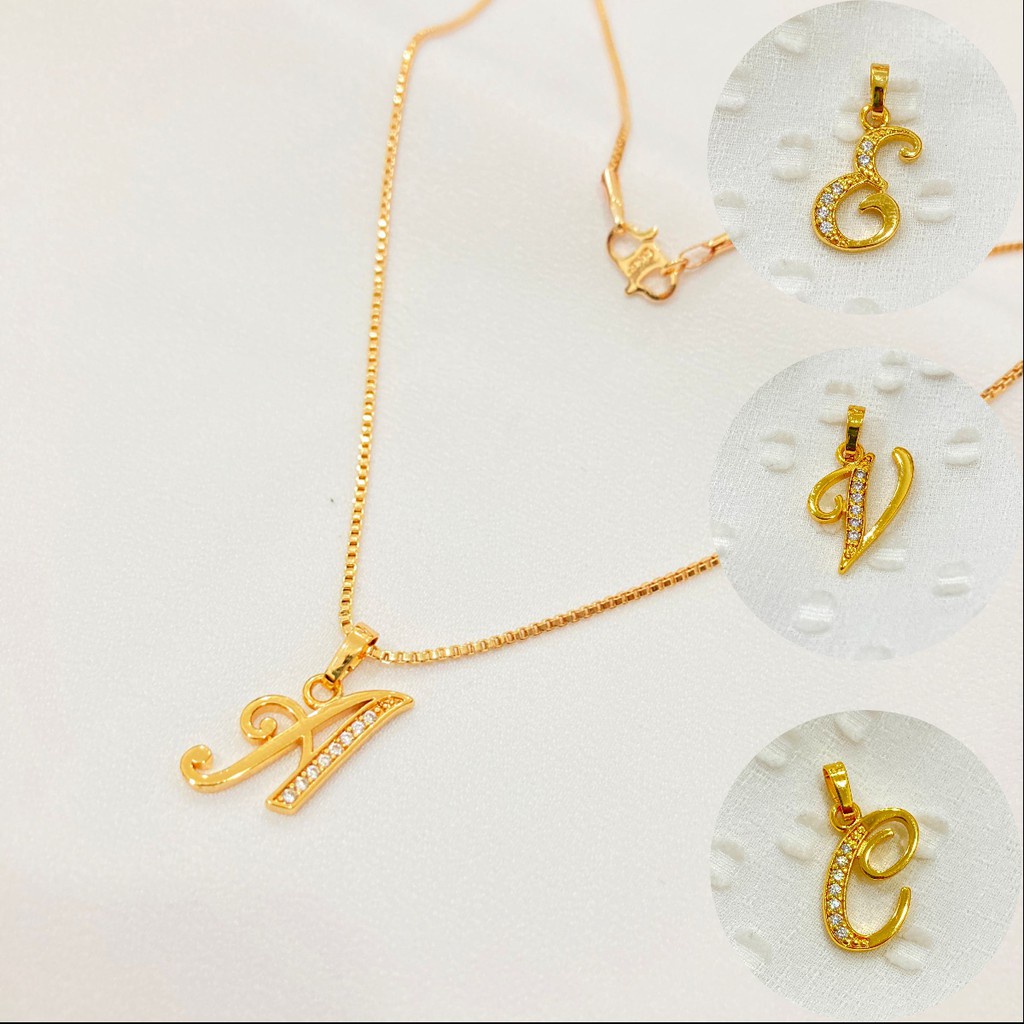 Kalung Huruf / Kalung Inisial / Kalung Nama Model Liontin Lapis Emas