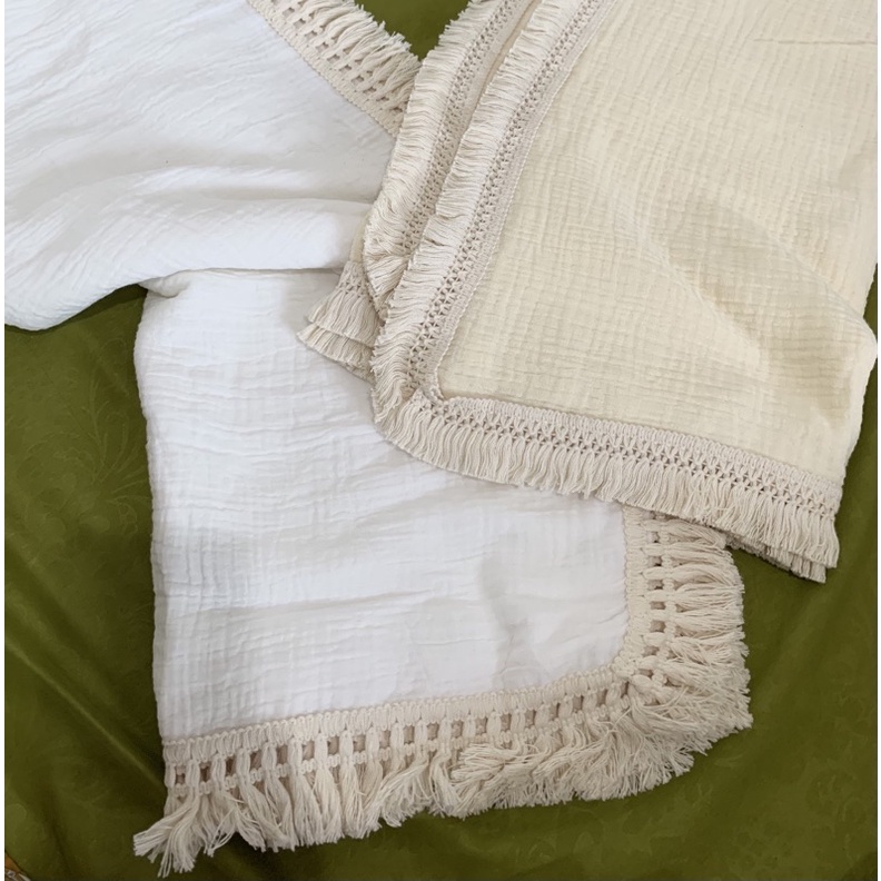 Fringe muslin blanket in eight color