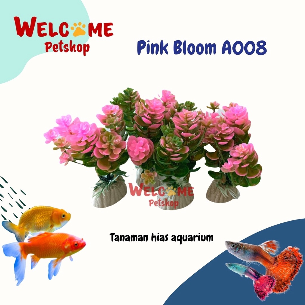 Pink Bloom A008 / Hiasan Bunga Tanaman Aquarium / Aksesoris Aquarium