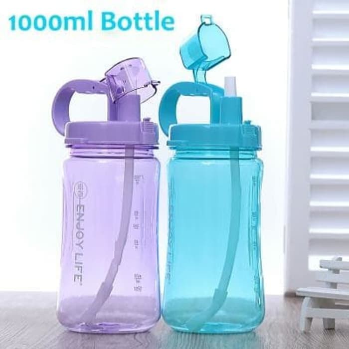 Botol Minum Enjoy Life 1 Liter   Original FREE Tali Besar 1 000ML B019   Biru Muda