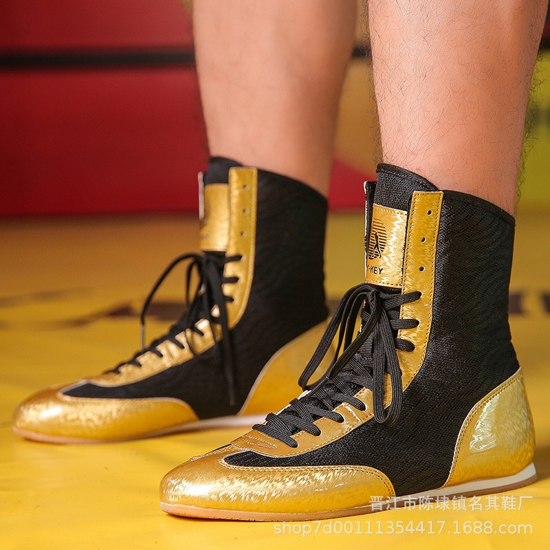 Sepatu Tinju Boxing Tinju Sepatu Tinggi  Pria Pertempuran Pelatihan Dalam Ruangan Gulat Sepatu Sanda