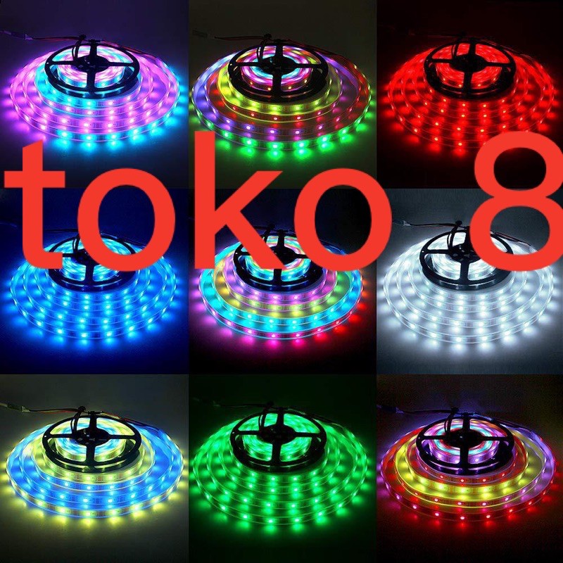 LAMPU STRIP RGB 5050 WARNA WARNI RUNNING NYALA OTOMATIS SET + ADAPTOR 4.5METER (TANPA REMOTE) TIKTOK