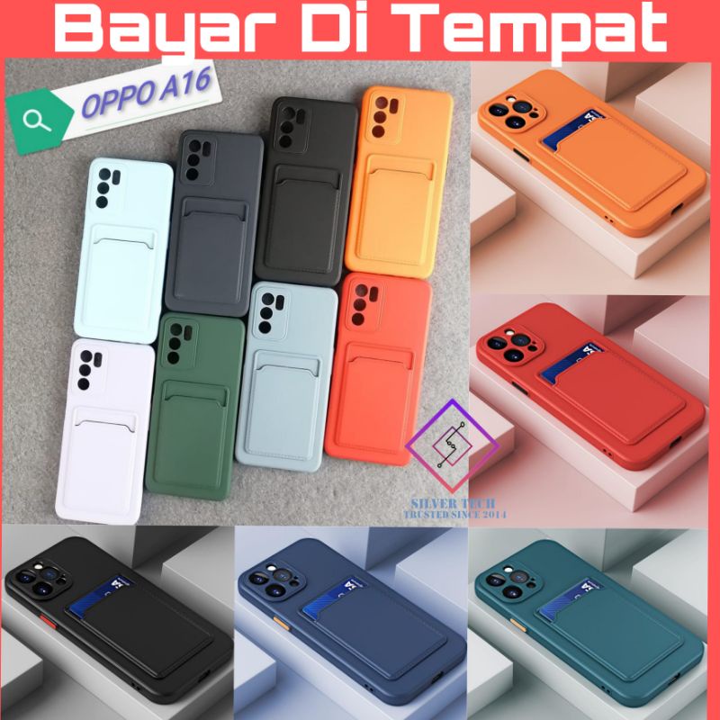 silvertech Kesing OPPO A16 Model Slot Card Softcase Oppo A16 Silikon Kartu Oppo A16 Temperglass A16