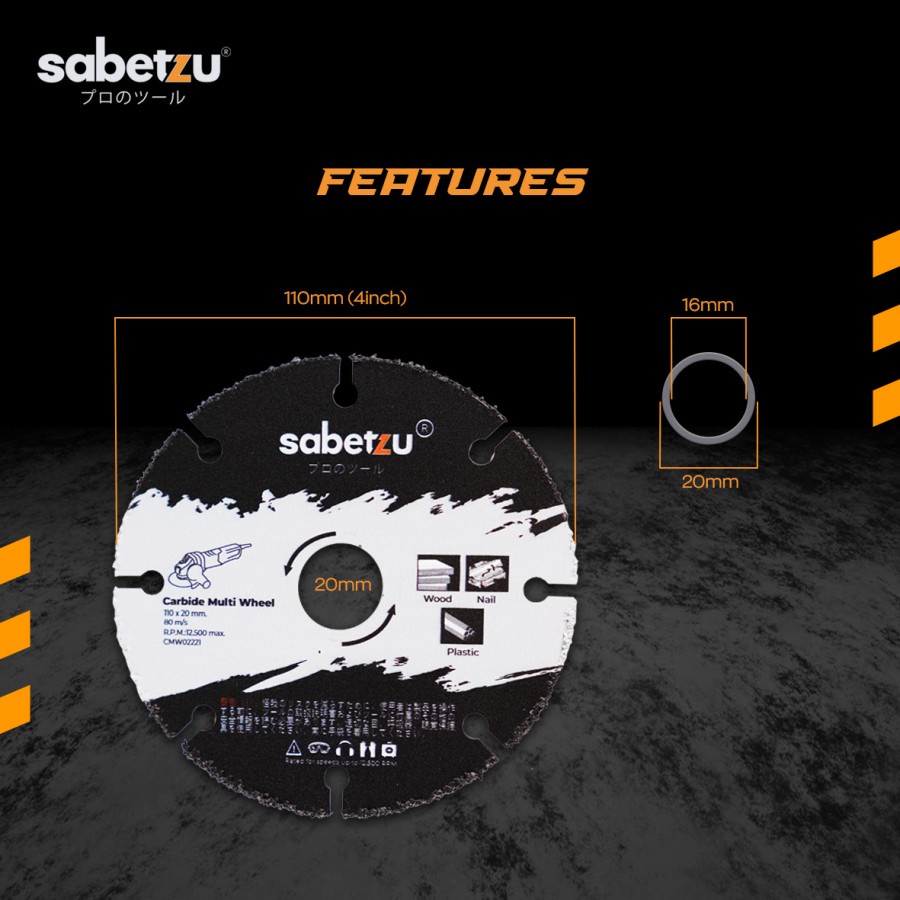 SABETZU CMW CARBIDE Multi Wheel 4&quot; Mata Gerinda Potong Kayu PVC Fungsi