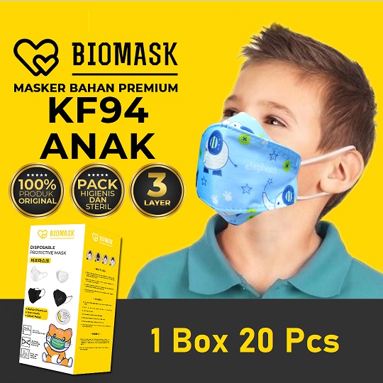 BIOMASK Masker KF94 ANAK Korea KPOP 4ply - 1 Box 20 Pcs BISA PILIH Motif Cewe / Cowo Masker - Masker