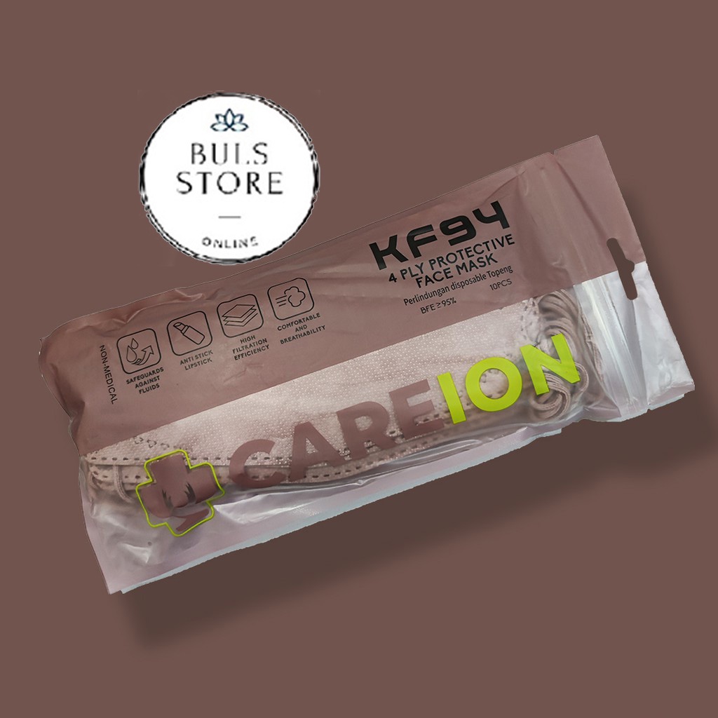 MASKER KF94 CAREION WARNA SHRIMP PINK ISI 10 PCS