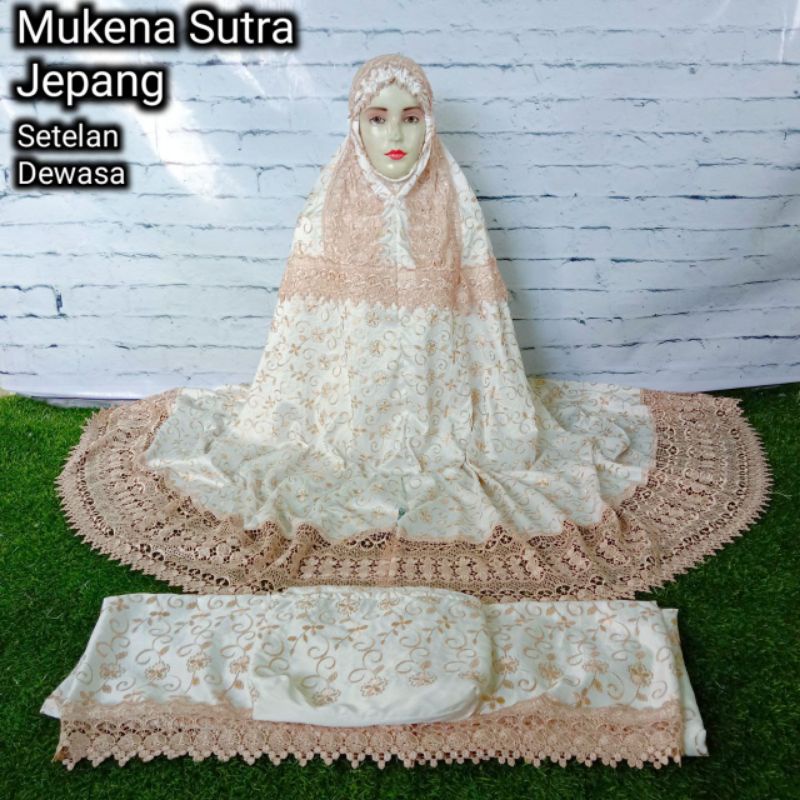MUKENA SETELAN SUTRA JEPANG MILO Motif Bordir JUMBO