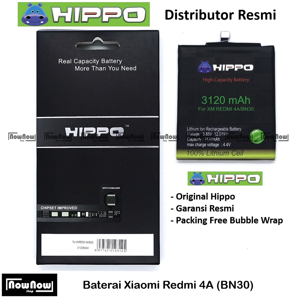 Baterai Hippo Xiaomi Redmi 4A BN30 Original Batre Batrai Battery HP Garansi Resmi BN 30