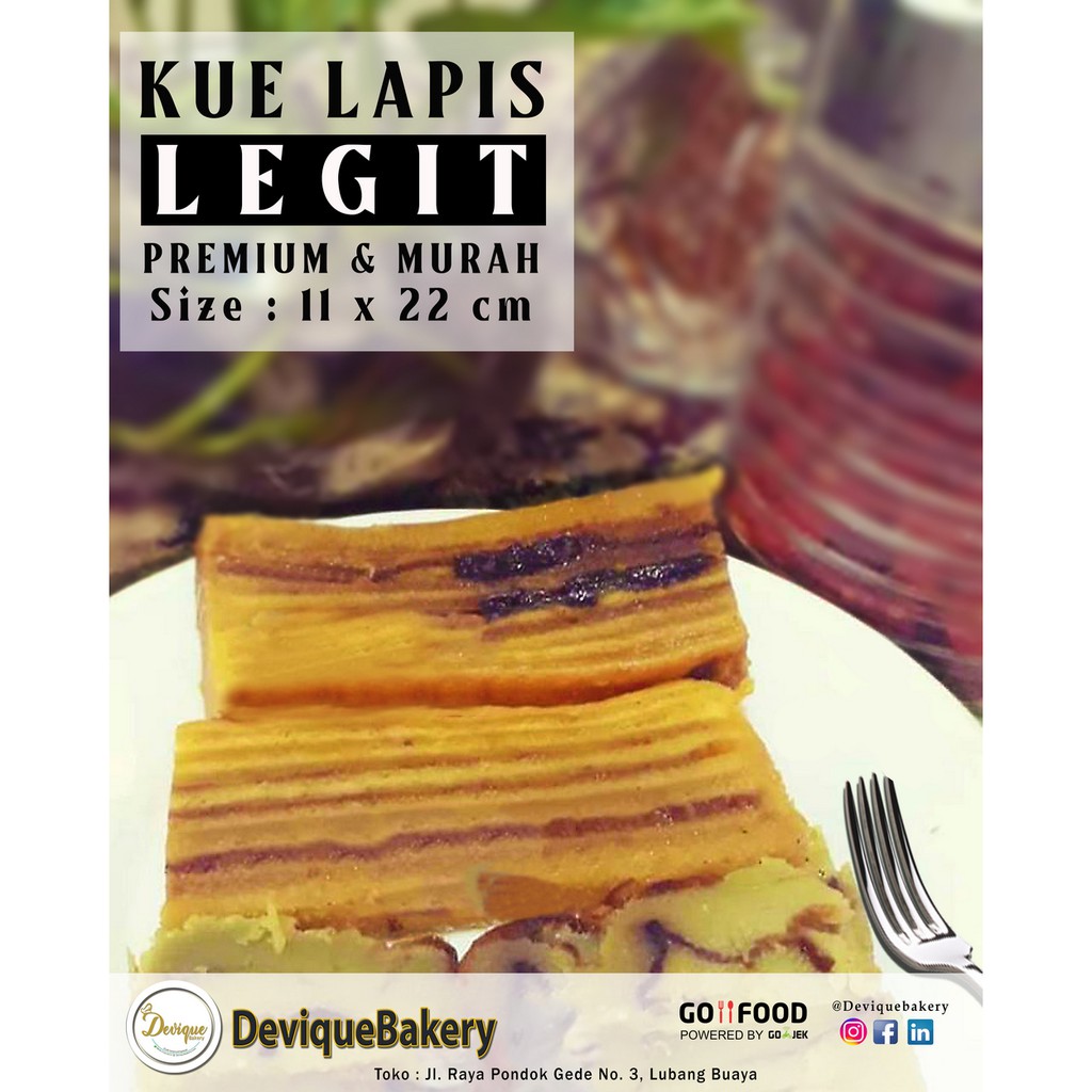 

Makanan Ringan Cemilan Cake Kue Basah Lapis Legit Premium Devique Bakery ( 11 x 22 cm ) Blue Band