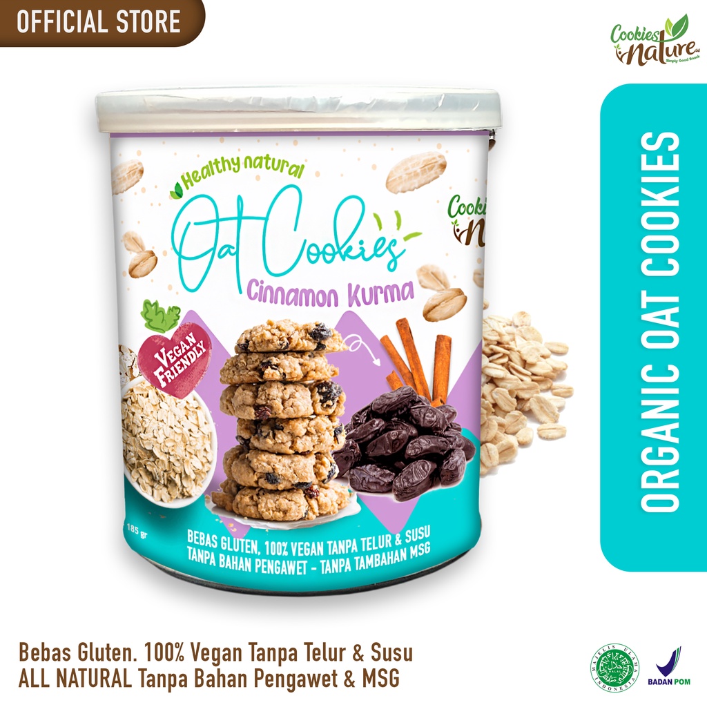 

Oat Cookies Cinnamon Kurma Gluten Free 100% Vegan Kukis Sehat Tanpa Pengawet Halal