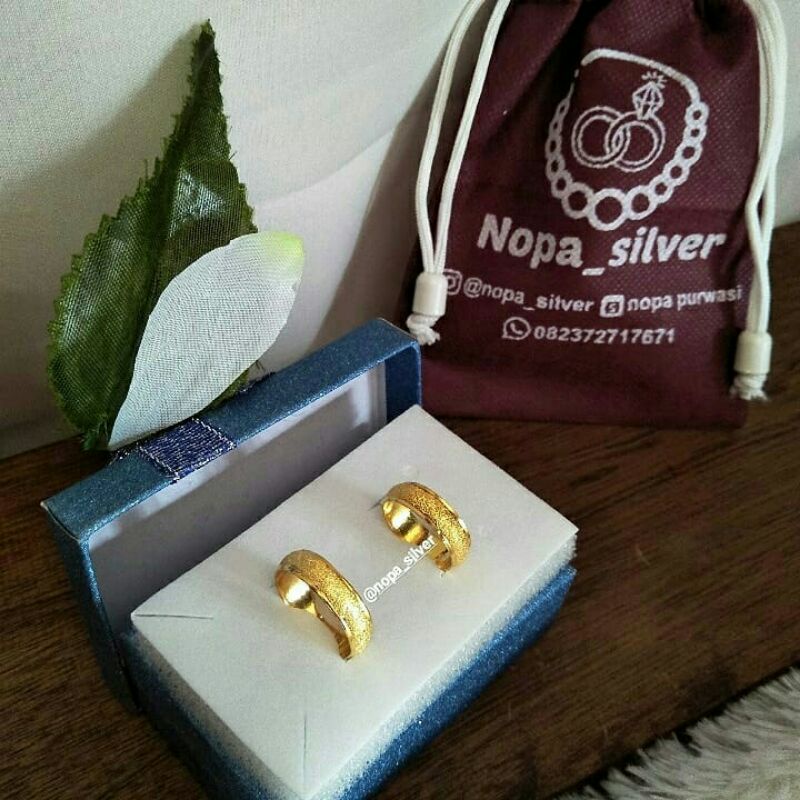 CINCIN COUPLE NAMA PERAK MURNI CELUP EMAS