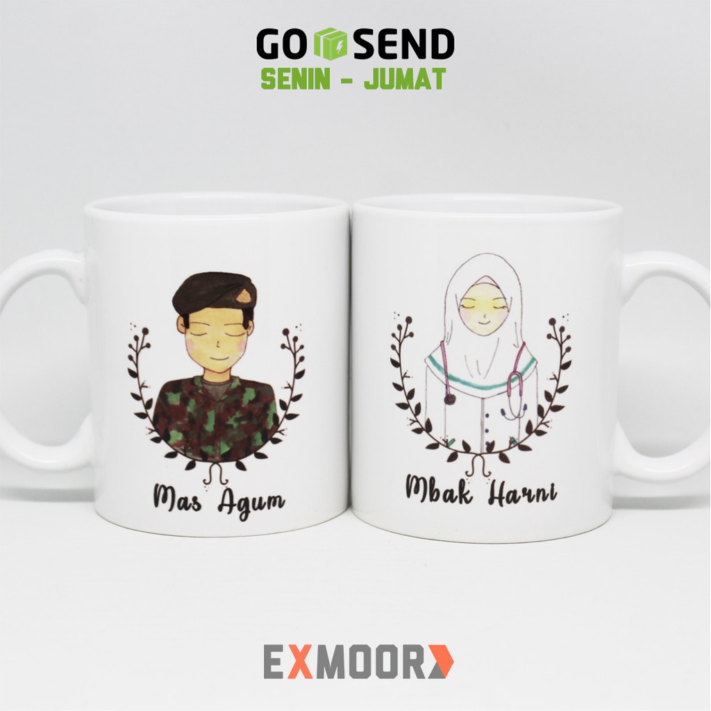 Mug Couple Tentara dan Perawat Hijab untuk Kado Pernikahan