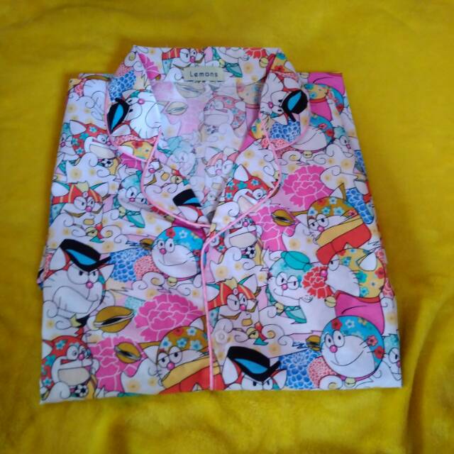 Daster dewasa Doraemon pink