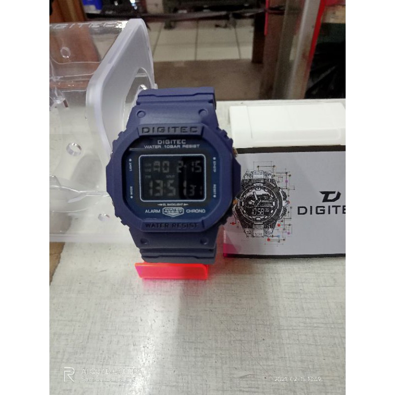 JAM TANGAN LED DIGITAL KOTAK DI GI TEC ORIGINAL