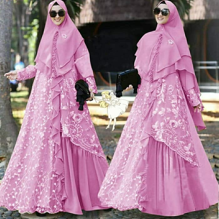 Sale Alg- Syari Jumbo Ainun Dusty Gamis Syar'I Moscrep Kombi Brokat Bordir |