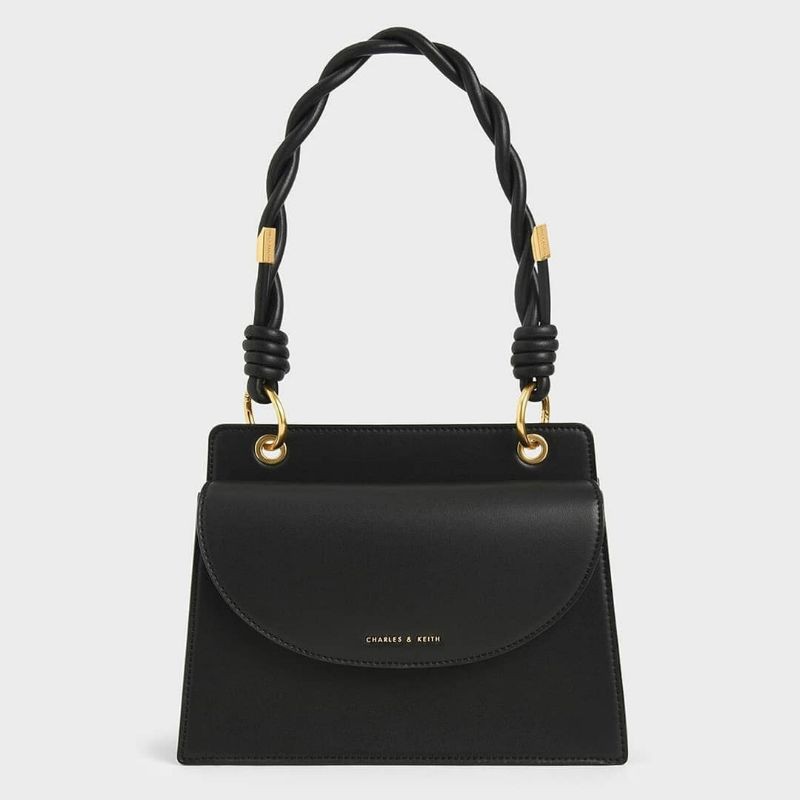 CK Twist Top Handle Front Flap Bag