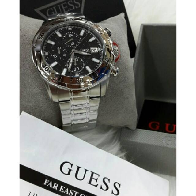 Jam Tangan pria Guess W0746G2 Silver Rantai Original Murah