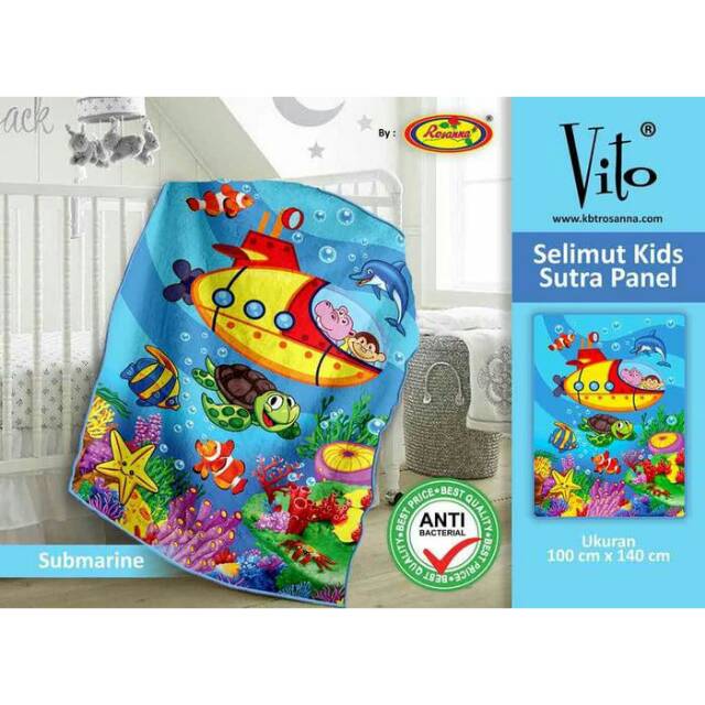 Selimut Vito Kids Ukuran 100x140 Karakter Laut Selimut Polyester Anak Karakter Binatang Selimut Anak