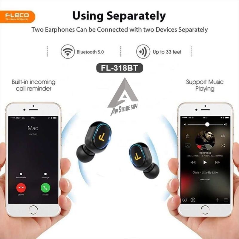 [F318] EARPHONE WIRELESS SUPER BASS HEADSET BLUETOOTH TWS BUDS A-7S