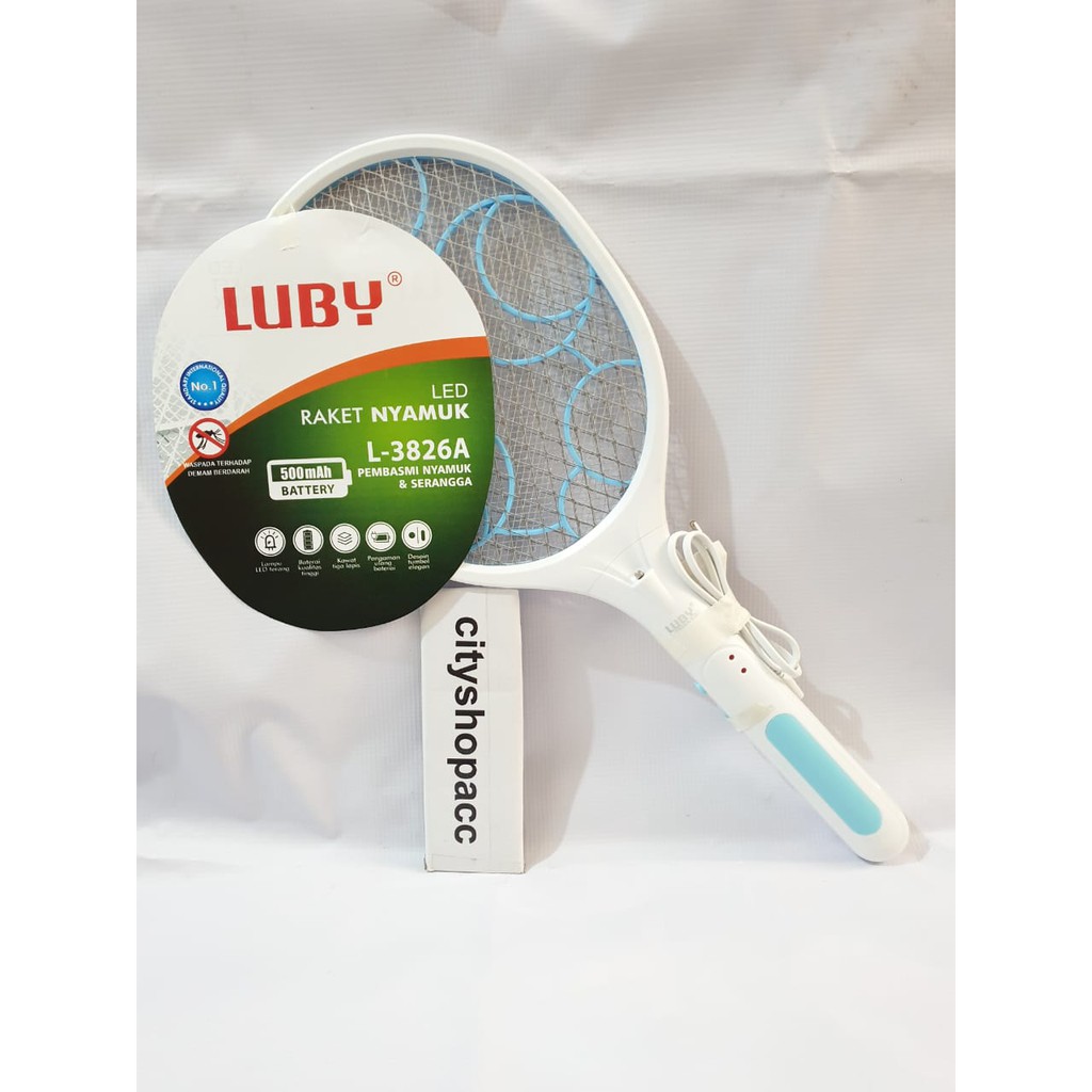 Luby L-3826A / L-3881 / L-3882 / L-3883  Raket Nyamuk Luby Cas Rechargeable Mosquito Swatter L3826A / L3881 / L3882 / L3883 luby