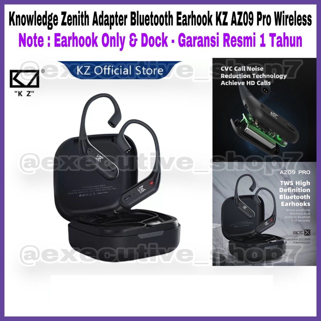 Knowledge Zenith Adapter Bluetooth Earhook KZ AZ09 Pro Wireless - Note : Earhook Only &amp; Dock - Garansi Resmi 1 Tahun