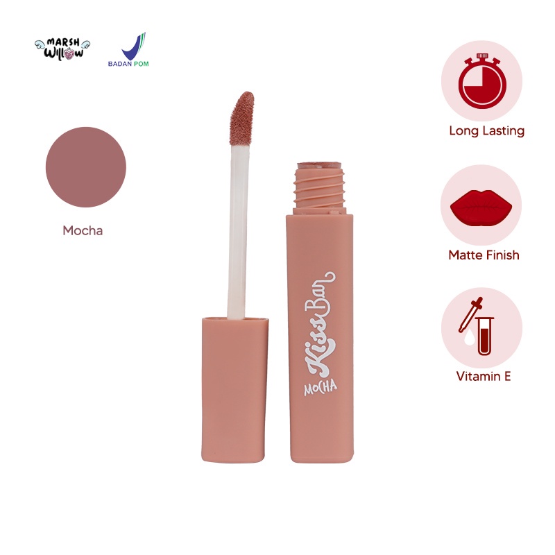 Marshwillow Kiss Bar, Lip Matte by Natasha Willona - Lip liquid vit e Kiss Bar BPOM