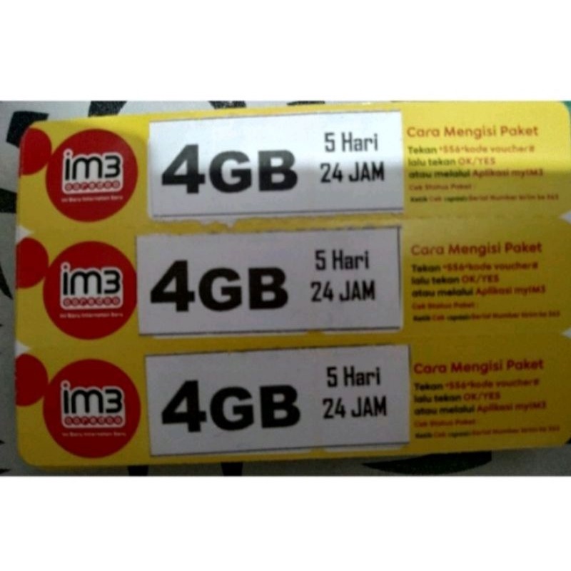 Voucher/Vocer IM3 Indosat Ooredoo 4GB