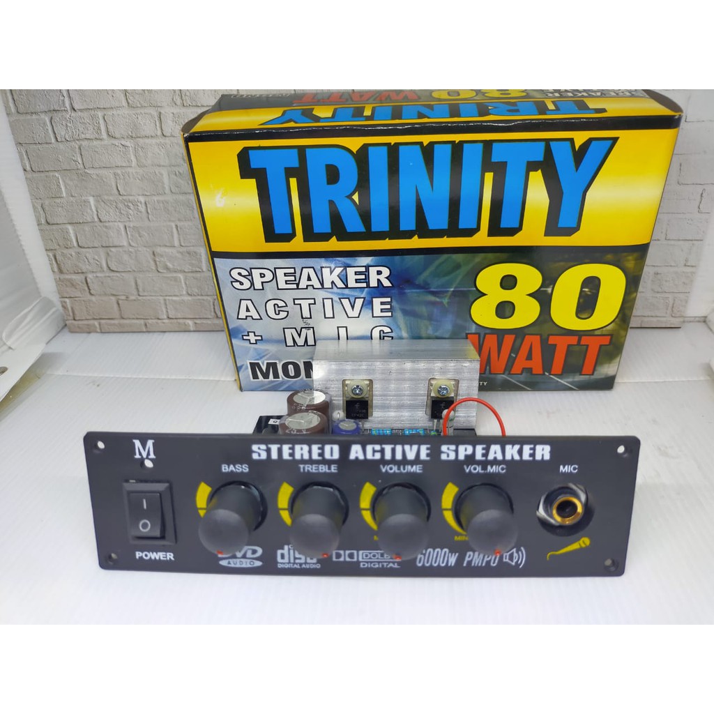 Kit Power Mic Speaker Aktif Stereo Amplifier Subwoofer 80W 80 Watt Subwofer