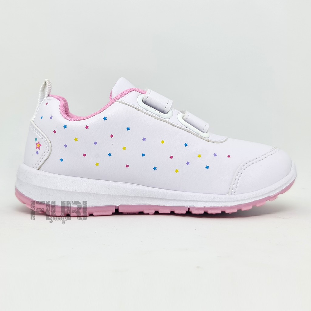 FIURI - ANDO ORIGINAL -  MINICORN PEREKAT 25-36 PUTIH PINK - SEPATU SNEAKERS KANVAS SOL KARET ANAK KECIL PEREMPUAN  - SEPATU KUDA PONI UNICORN KETS LUCU FASHION TRENDY - SEPATU SEKOLAH PAUD TK KRETEKAN PEREKAT CEWEK MURAH PROMO DISKON BONUS KAOS KAKI