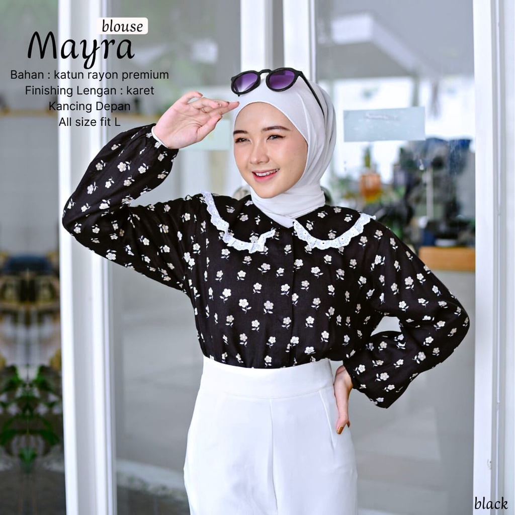 New - Blouse Mayra Motif Blouse Katun Rayon Kemeja Wanita Bahan Halus Nyaman Dipakai | Bisa Cod