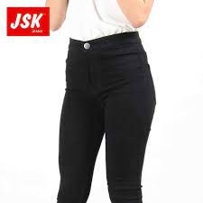 Celana Jeans Wanita HighWaist skinny Plain Soft jeans Premium ukuran 27-34