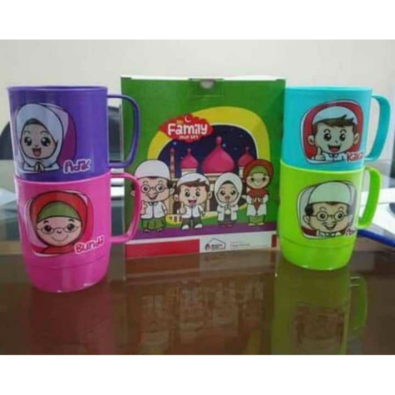 [BISA COD] Gelas Mug Family Set Karakater Cangkir Family Geas Set karakter Famili