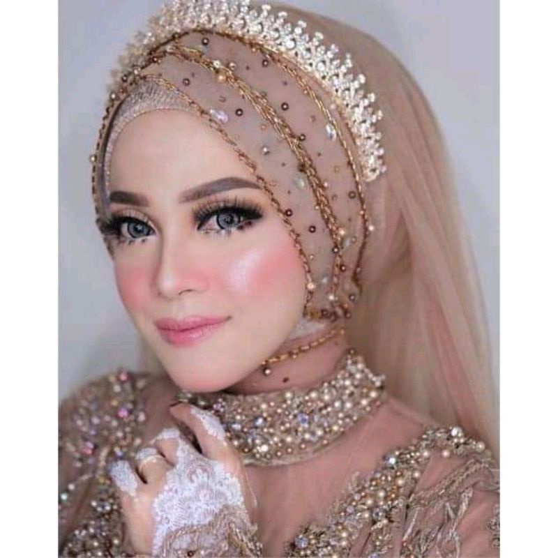 slayer payet/mutiara daimond pelangi/slayer veil/hijab akad/hijab instan