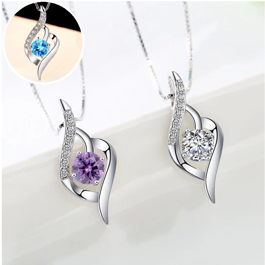 Kalung + Liontin Wanita DIAMOND WING D15 Sterling Silver Perak S925 ANTI KARAT Silver Korea Fashion