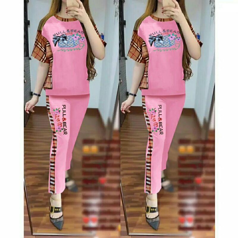 ST Set Stelan Atasan Celana Babyterry Burberry PB Pita