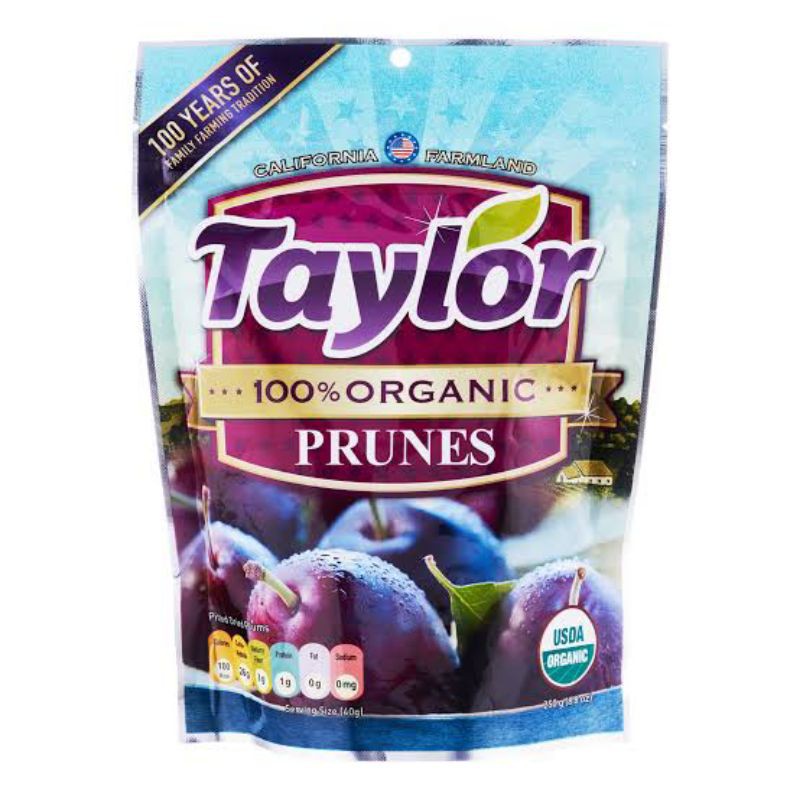 

TAYLOR 100% ORGANIC PRUNES PACK 250GR