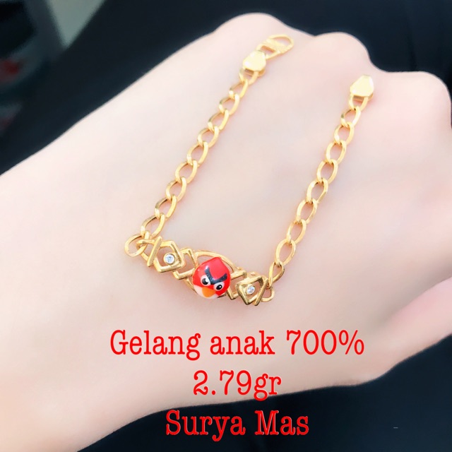 Gelang anak rantai emas 700%