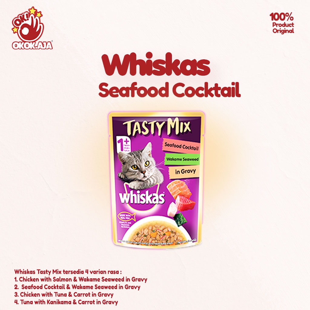 Whiskas pouch TASTY MIX 70g Makanan Kucing Basah premium murah