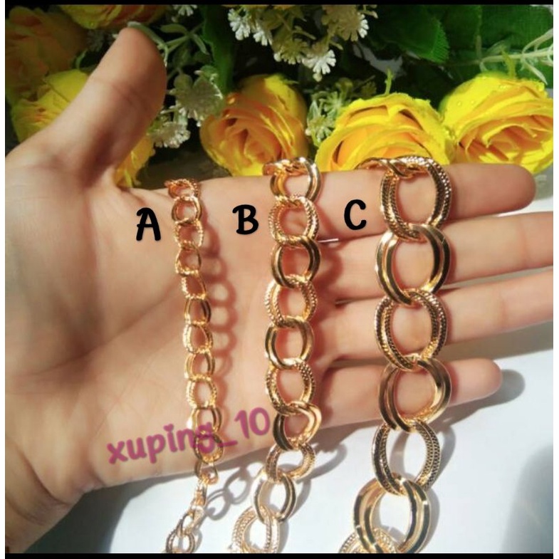 Gelang Rantai Bulat Double Gold