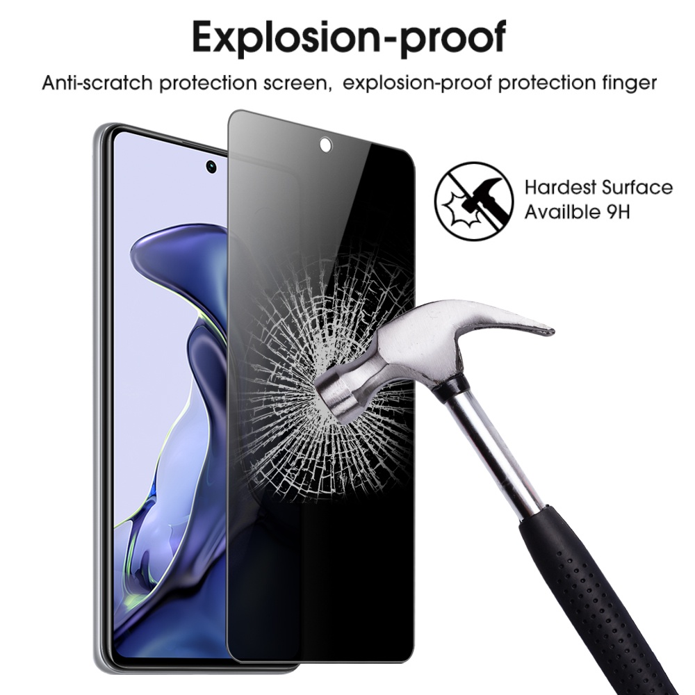 Tempered Glass Pelindung Layar Full Cover Anti Intip Untuk Xiaomi 11T / Redmi Note 11T Pro / 11 Lite