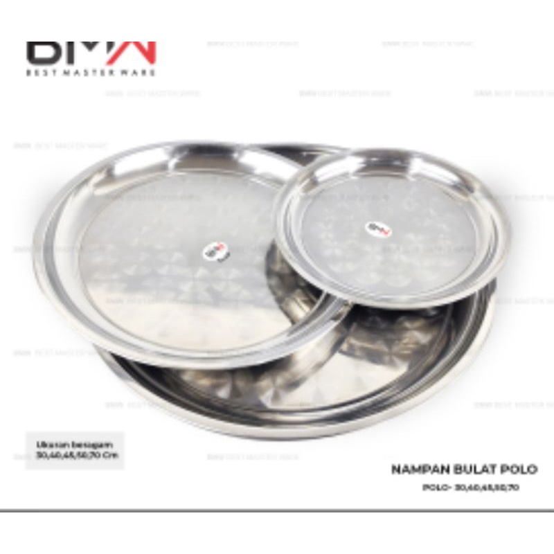 Nampan Bulat Polos Stainless 40 cm / Nampan Bulat Stainless / Baki