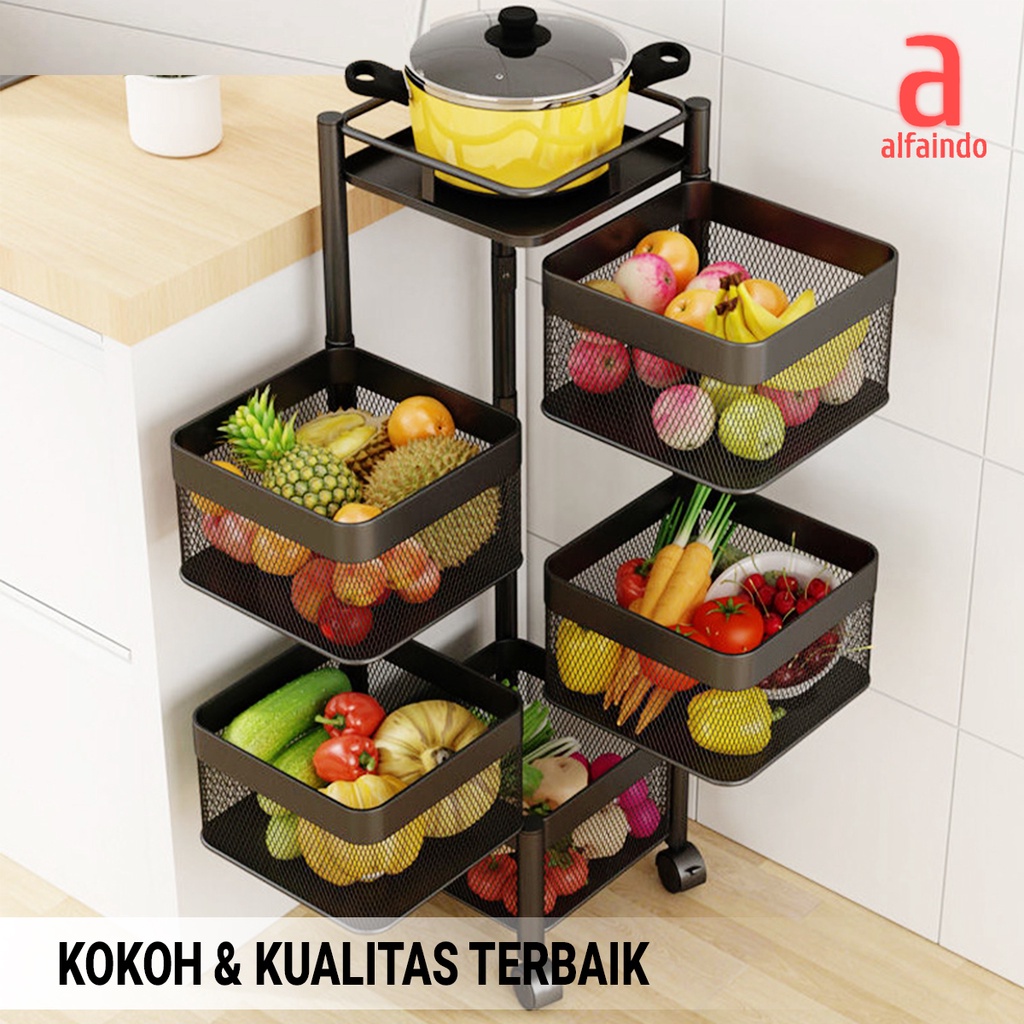 Cadillac Paxton Troli Serbaguna Metal Storage Rack Rak Dapur Kamar Mandi - CDLC006